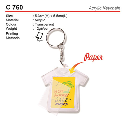 T-shirt Shape Plastic Keychain (C760)