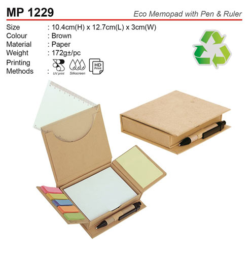 Eco Memobox with pen & ruler (MP1229)