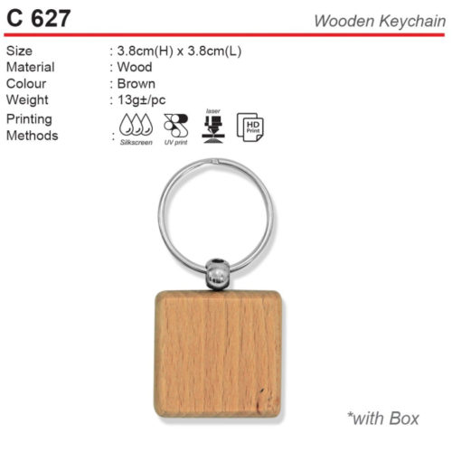 Square Wooden Keychain (C627)