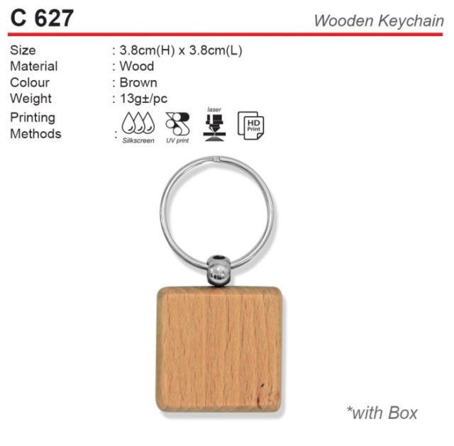 Square Wooden Keychain (C627)