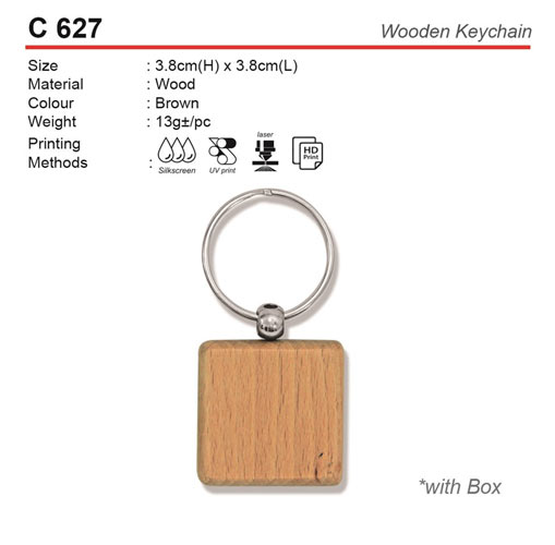 Square Wooden Keychain (C627)