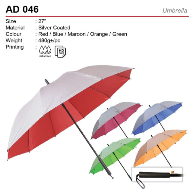 27 inch Silver Coated Umbrella (AD046)