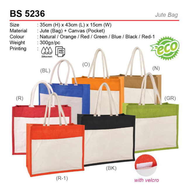A3 Size Jute Bag with Pocket (BS5236)