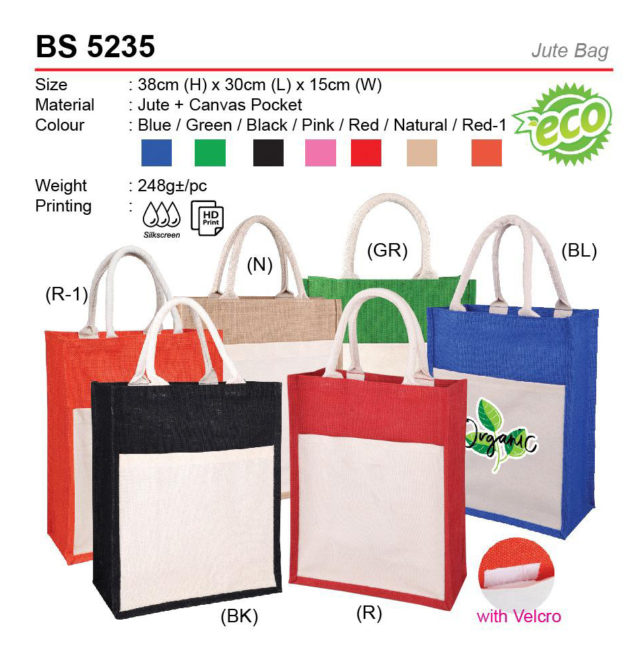 Jute Bag with pocket (BS5235)