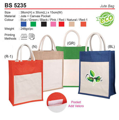 Jute Bag with pocket (BS5235)