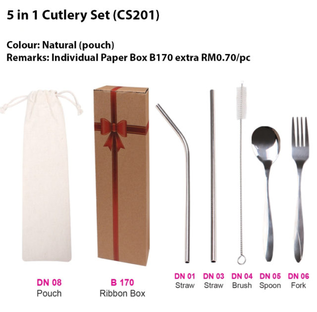 5 in 1 Straw set with pouch (CS201)