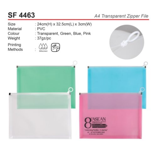A4 transparent zipper file SF4463