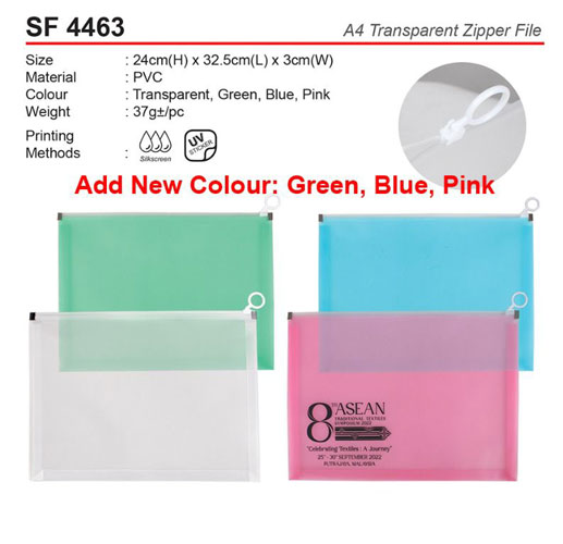 A4 transparent zipper file SF4463