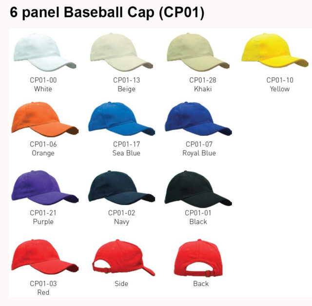 6 Panel Cotton Cap (CP01)