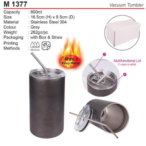 Vacuum Tumbler with Straw (M1377)