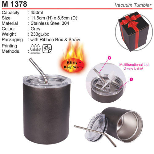 Vacuum Tumbler with Straw (M1378)