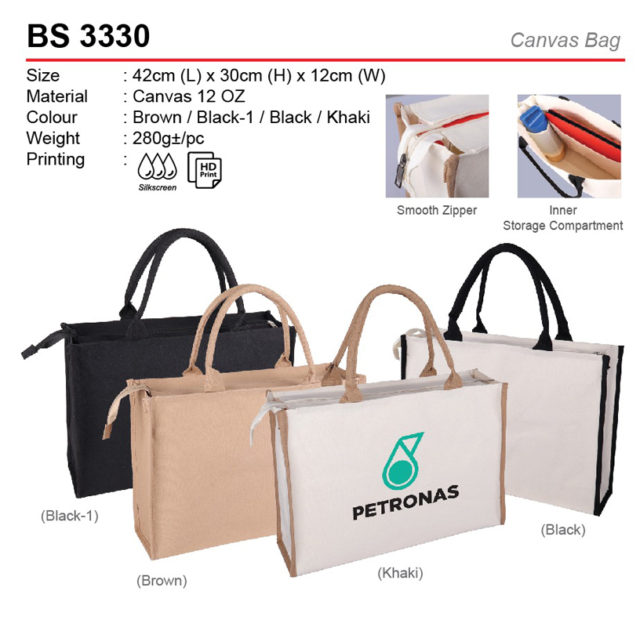 Canvas Bag with Zip (BS3330)