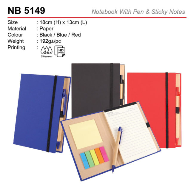 Notebook with pen & sticky notes NB5149