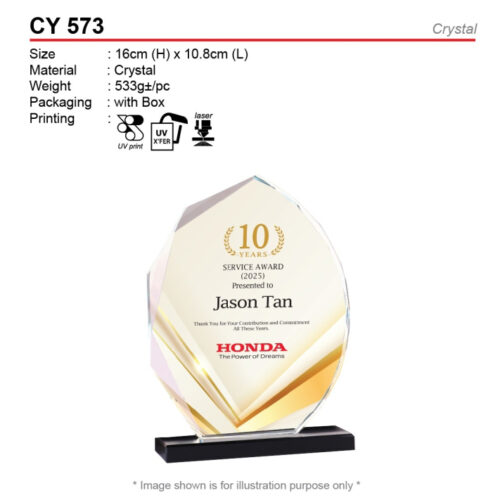 crystal trophy CY573