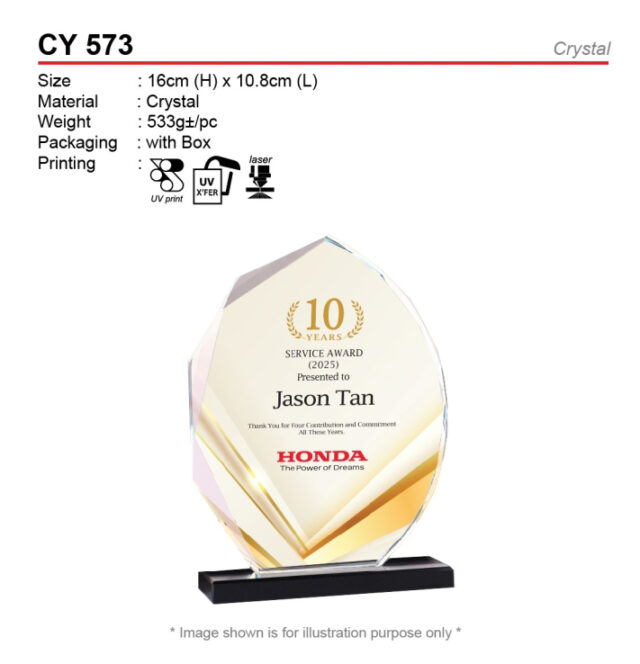 crystal trophy CY573