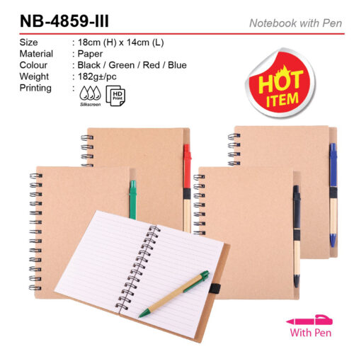 eco notebook with pen NB-4859-III